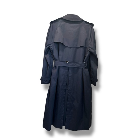 Vintage Burberrys Navy Trench Coat 44 Long Removable Wool Liner - Picture 2 of 10
